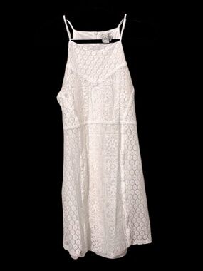 Paper Crane Women’s White Lace Spaghetti Strap Summer Mini Dress Sz L